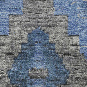 HomeRoots 8' X 10' Blue Charcoal & Gray Diamond Rug – Durable, Washable, UV-Protected for Family Spaces! 707057
