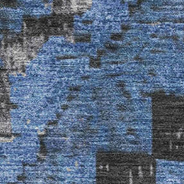 HomeRoots 9' X 12' Washable Area Rug in Blue, Charcoal & Gray Diamond Design with UV Protection for Homes 707058
