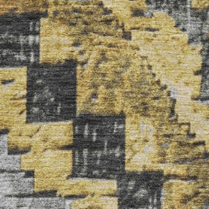 HomeRoots 5' X 8' Washable Gold and Charcoal Diamond Area Rug - UV Protected, Stain Resistant & Soft Texture 707061