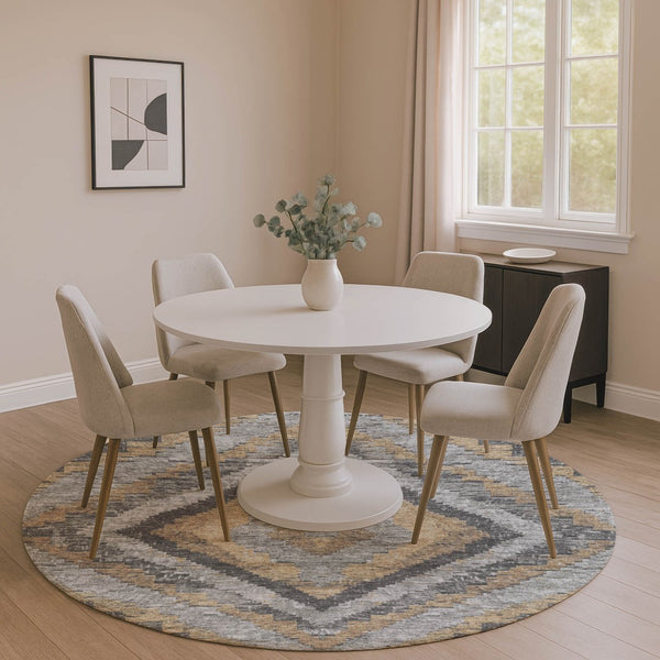 HomeRoots 8' X 10' Washable Area Rug - Stylish Khaki Charcoal Gray Diamond Design with UV Protection & Stain Resistance 707069