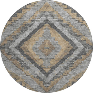 HomeRoots 8' X 10' Washable Area Rug - Stylish Khaki Charcoal Gray Diamond Design with UV Protection & Stain Resistance 707069
