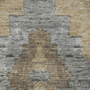 HomeRoots 8' X 10' Washable Area Rug - Stylish Khaki Charcoal Gray Diamond Design with UV Protection & Stain Resistance 707069