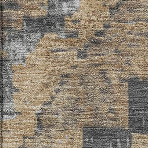 HomeRoots 9' X 12' Khaki Charcoal Gray Diamond Area Rug - Washable, UV Protected, Durable for Active Homes 707070