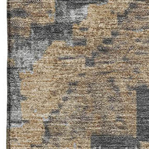 HomeRoots 10' X 14' Khaki Charcoal Gray Diamond Area Rug - Washable, Stain-Resistant, UV-Protected Design 707071