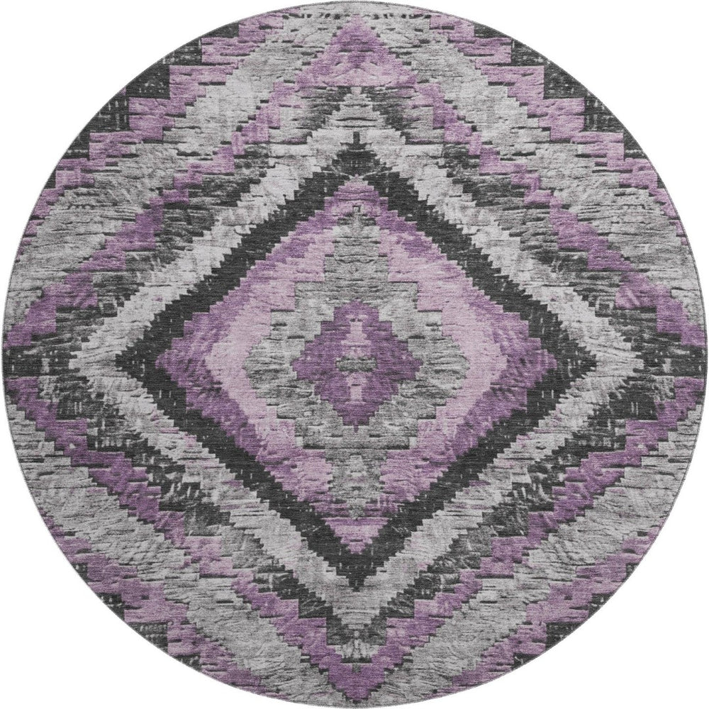 HomeRoots 8' X 10' Stylish Lavender Charcoal Diamond Area Rug - Stain Resistant, UV Protected & Easy Care Design 707075