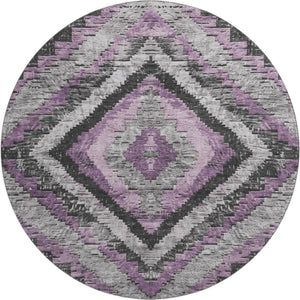 HomeRoots 8' X 10' Stylish Lavender Charcoal Diamond Area Rug - Stain Resistant, UV Protected & Easy Care Design 707075