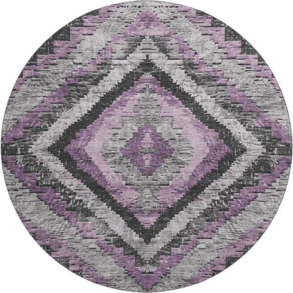 HomeRoots 8' X 10' Stylish Lavender Charcoal Diamond Area Rug - Stain Resistant, UV Protected & Easy Care Design 707075