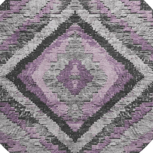 HomeRoots 8' X 10' Stylish Lavender Charcoal Diamond Area Rug - Stain Resistant, UV Protected & Easy Care Design 707075