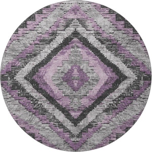 HomeRoots 8' X 10' Stylish Lavender Charcoal Diamond Area Rug - Stain Resistant, UV Protected & Easy Care Design 707075