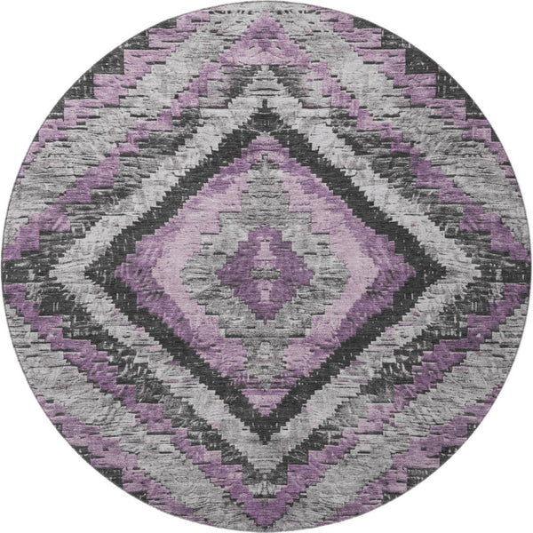 HomeRoots 8' X 10' Stylish Lavender Charcoal Diamond Area Rug - Stain Resistant, UV Protected & Easy Care Design 707075