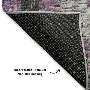 HomeRoots 9' X 12' Stylish Lavender Charcoal Gray Diamond Area Rug - Washable, UV Protected & Non-Slip! 707076