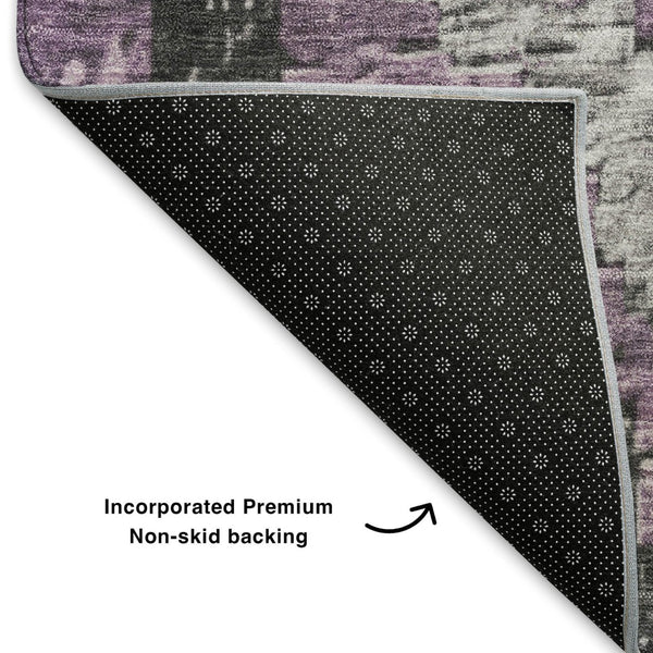 HomeRoots 9' X 12' Stylish Lavender Charcoal Gray Diamond Area Rug - Washable, UV Protected & Non-Slip! 707076