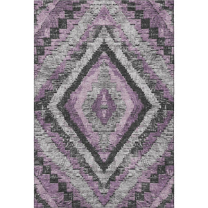 HomeRoots 9' X 12' Stylish Lavender Charcoal Gray Diamond Area Rug - Washable, UV Protected & Non-Slip! 707076