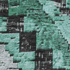 HomeRoots 5' X 8' Pale Aqua Charcoal & Gray Diamond Area Rug - Washable, UV Protected, Stylish & Durable! 707079