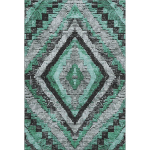 HomeRoots 10' X 14' Pale Aqua Charcoal Gray Diamond Area Rug - Washable, UV Protected & Perfect for Families 707083