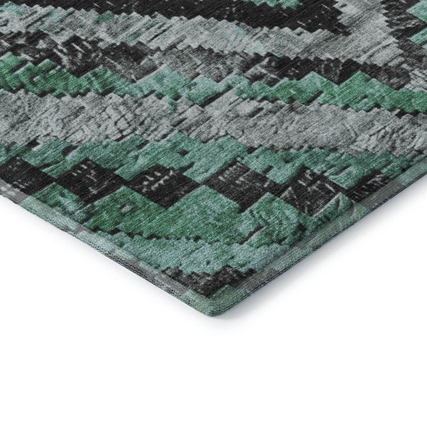 HomeRoots 10' X 14' Pale Aqua Charcoal Gray Diamond Area Rug - Washable, UV Protected & Perfect for Families 707083
