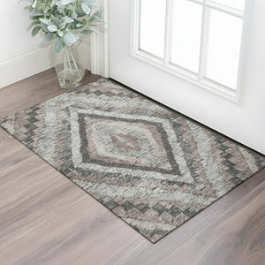 HomeRoots 5' X 8' Stylish Taupe Charcoal Gray Diamond Area Rug - Washable, UV-Protected, Pet-Friendly Design! 707085