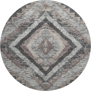 HomeRoots 8' X 10' Durable Taupe Charcoal Gray Diamond Area Rug - Stain Resistant, UV Protected, Washable! 707087