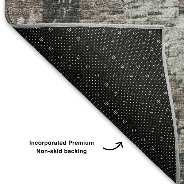 HomeRoots 9' X 12' Diamond Pattern Taupe Charcoal Gray Washable Area Rug with UV Protection & Stain Resistance 707088