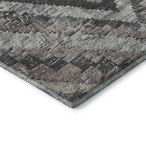 HomeRoots 9' X 12' Diamond Pattern Taupe Charcoal Gray Washable Area Rug with UV Protection & Stain Resistance 707088