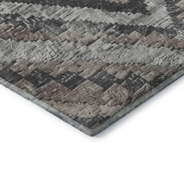 HomeRoots 9' X 12' Diamond Pattern Taupe Charcoal Gray Washable Area Rug with UV Protection & Stain Resistance 707088