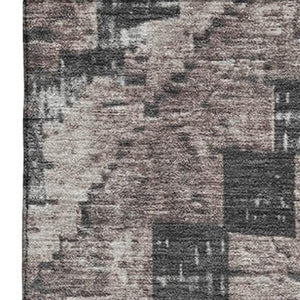 HomeRoots 9' X 12' Diamond Pattern Taupe Charcoal Gray Washable Area Rug with UV Protection & Stain Resistance 707088