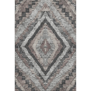 HomeRoots 10' Washable Area Rug in Taupe, Charcoal & Gray Diamond Pattern - UV Protected, Stain-Resistant Design 707089