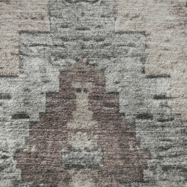 HomeRoots 10' Washable Area Rug in Taupe, Charcoal & Gray Diamond Pattern - UV Protected, Stain-Resistant Design 707089