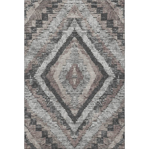 HomeRoots 10' Washable Area Rug in Taupe, Charcoal & Gray Diamond Pattern - UV Protected, Stain-Resistant Design 707089