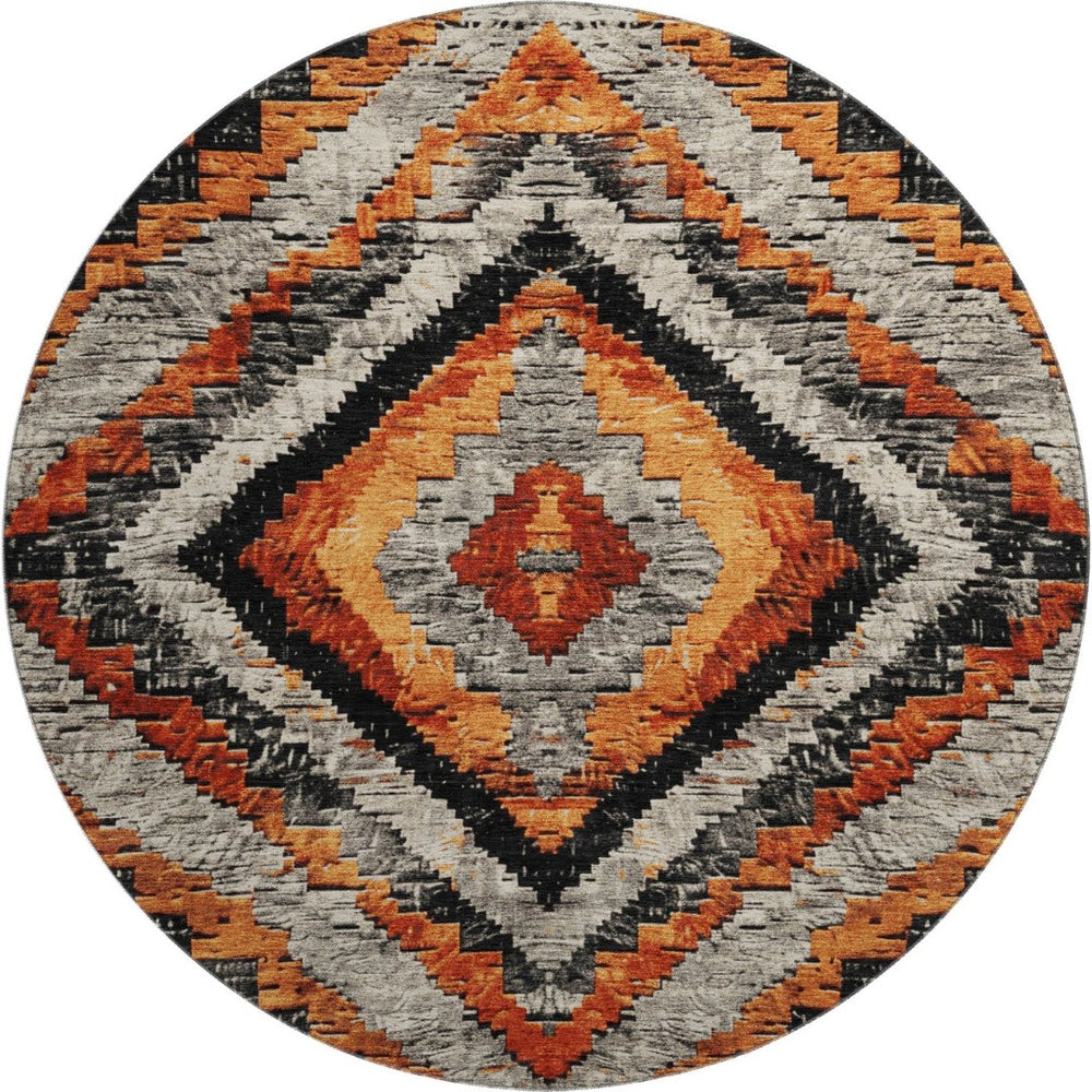 HomeRoots 8' X 10' Stylish Terra Cotta and Gray Diamond Area Rug with UV Protection - Washable & Stain-Resistant! 707093