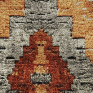 HomeRoots 8' X 10' Stylish Terra Cotta and Gray Diamond Area Rug with UV Protection - Washable & Stain-Resistant! 707093