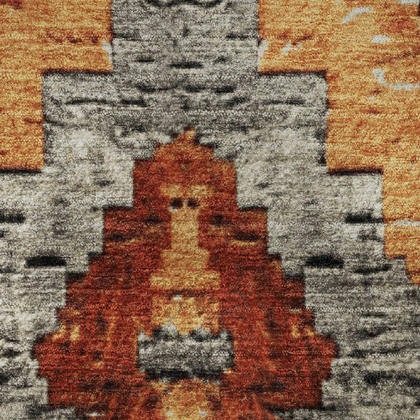 HomeRoots 8' X 10' Stylish Terra Cotta and Gray Diamond Area Rug with UV Protection - Washable & Stain-Resistant! 707093