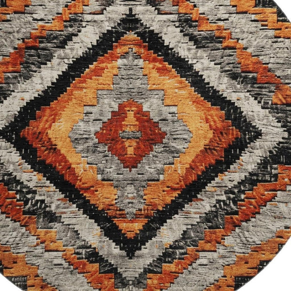 HomeRoots 8' X 10' Stylish Terra Cotta and Gray Diamond Area Rug with UV Protection - Washable & Stain-Resistant! 707093