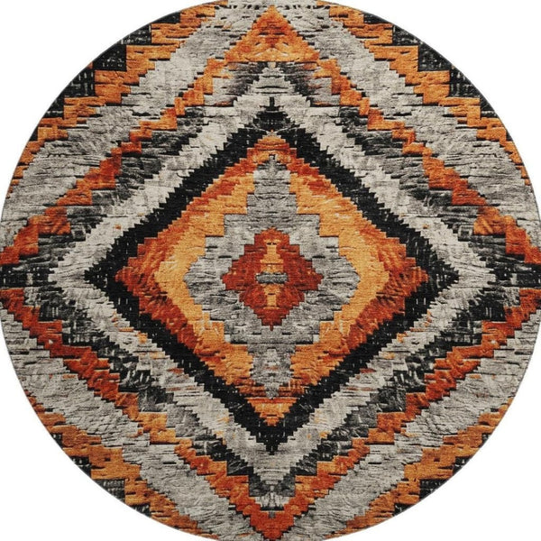 HomeRoots 8' X 10' Stylish Terra Cotta and Gray Diamond Area Rug with UV Protection - Washable & Stain-Resistant! 707093
