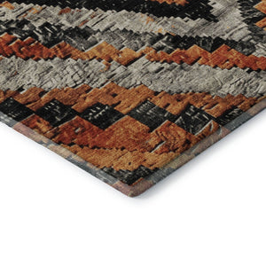 HomeRoots 9' X 12' Stylish Terra Cotta and Gray Diamond Area Rug - Washable, UV Protected, Stain Resistant 707094