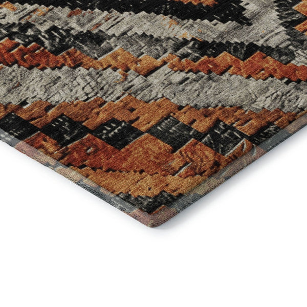 HomeRoots 9' X 12' Stylish Terra Cotta and Gray Diamond Area Rug - Washable, UV Protected, Stain Resistant 707094