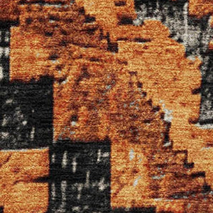 HomeRoots 9' X 12' Stylish Terra Cotta and Gray Diamond Area Rug - Washable, UV Protected, Stain Resistant 707094