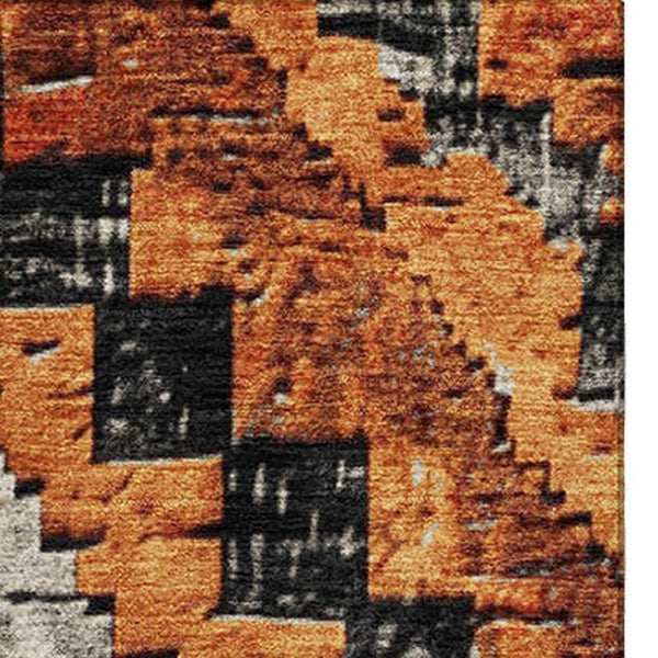 HomeRoots 9' X 12' Stylish Terra Cotta and Gray Diamond Area Rug - Washable, UV Protected, Stain Resistant 707094
