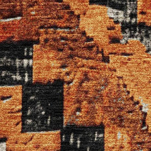 HomeRoots 10' X 14' Terra Cotta and Gray Diamond Area Rug - Washable, UV Protected, Stylish for High Traffic Areas 707095