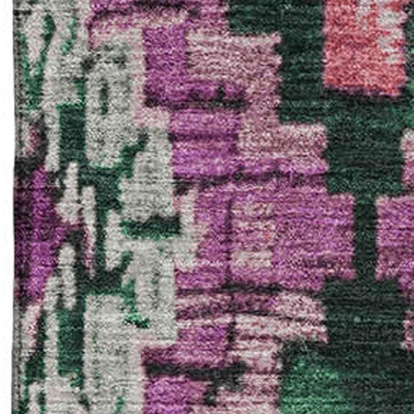 HomeRoots 5' X 8' Blush Green & Ivory Ikat Area Rug - Washable, Stain-Resistant, UV Protected for Homes 707097