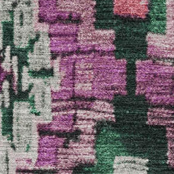 HomeRoots 8' Washable Blush Green & Ivory Ikat Round Rug – UV Protected, Stain-Resistant, Durable Design! 707098