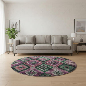 HomeRoots 8' X 10' Blush Green & Ivory Ikat Area Rug - Washable, UV-Protected, Durable & Stylish for Any Room 707099