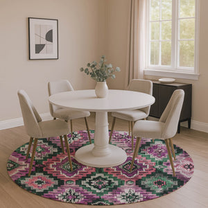 HomeRoots 8' X 10' Blush Green & Ivory Ikat Area Rug - Washable, UV-Protected, Durable & Stylish for Any Room 707099
