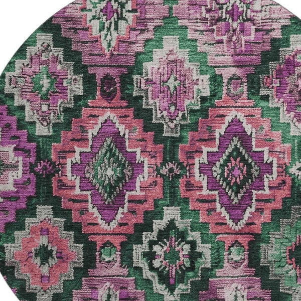 HomeRoots 8' X 10' Blush Green & Ivory Ikat Area Rug - Washable, UV-Protected, Durable & Stylish for Any Room 707099