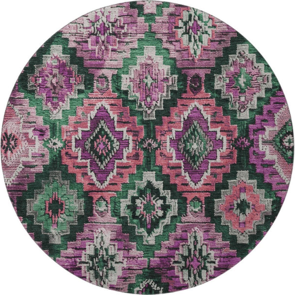 HomeRoots 8' X 10' Blush Green & Ivory Ikat Area Rug - Washable, UV-Protected, Durable & Stylish for Any Room 707099