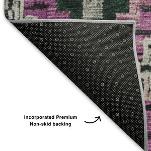 HomeRoots 9' X 12' Blush Green Ikat Area Rug - Washable, UV Protected, Stylish & Durable for High-Traffic Areas 707100