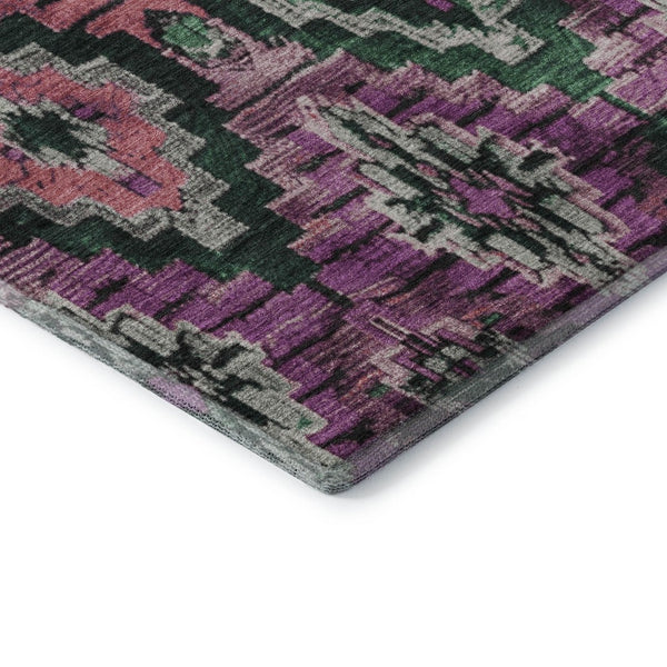 HomeRoots 9' X 12' Blush Green Ikat Area Rug - Washable, UV Protected, Stylish & Durable for High-Traffic Areas 707100
