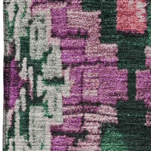 HomeRoots 10' X 14' Blush Green & Ivory Ikat Washable Area Rug with UV Protection - Stylish & Durable Design 707101