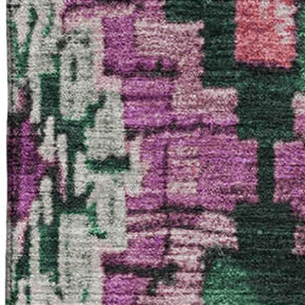 HomeRoots 10' X 14' Blush Green & Ivory Ikat Washable Area Rug with UV Protection - Stylish & Durable Design 707101