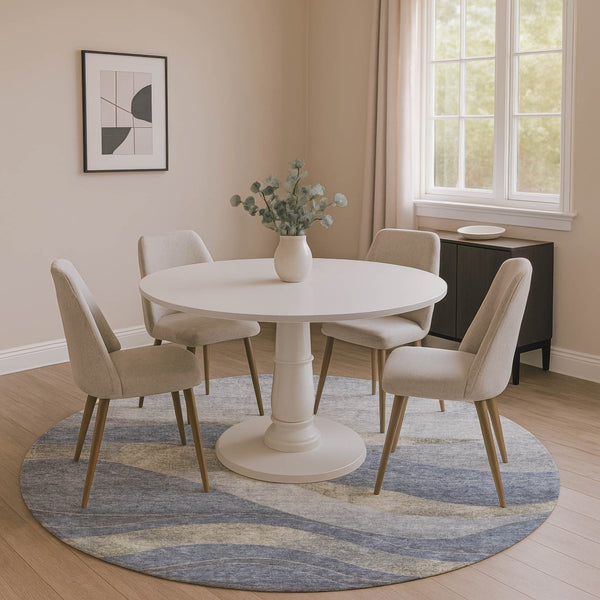 HomeRoots 8' X 10' Denim Blue & Gray Abstract Washable Area Rug - Stylish, Durable, UV Protected, Family-Friendly! 707135